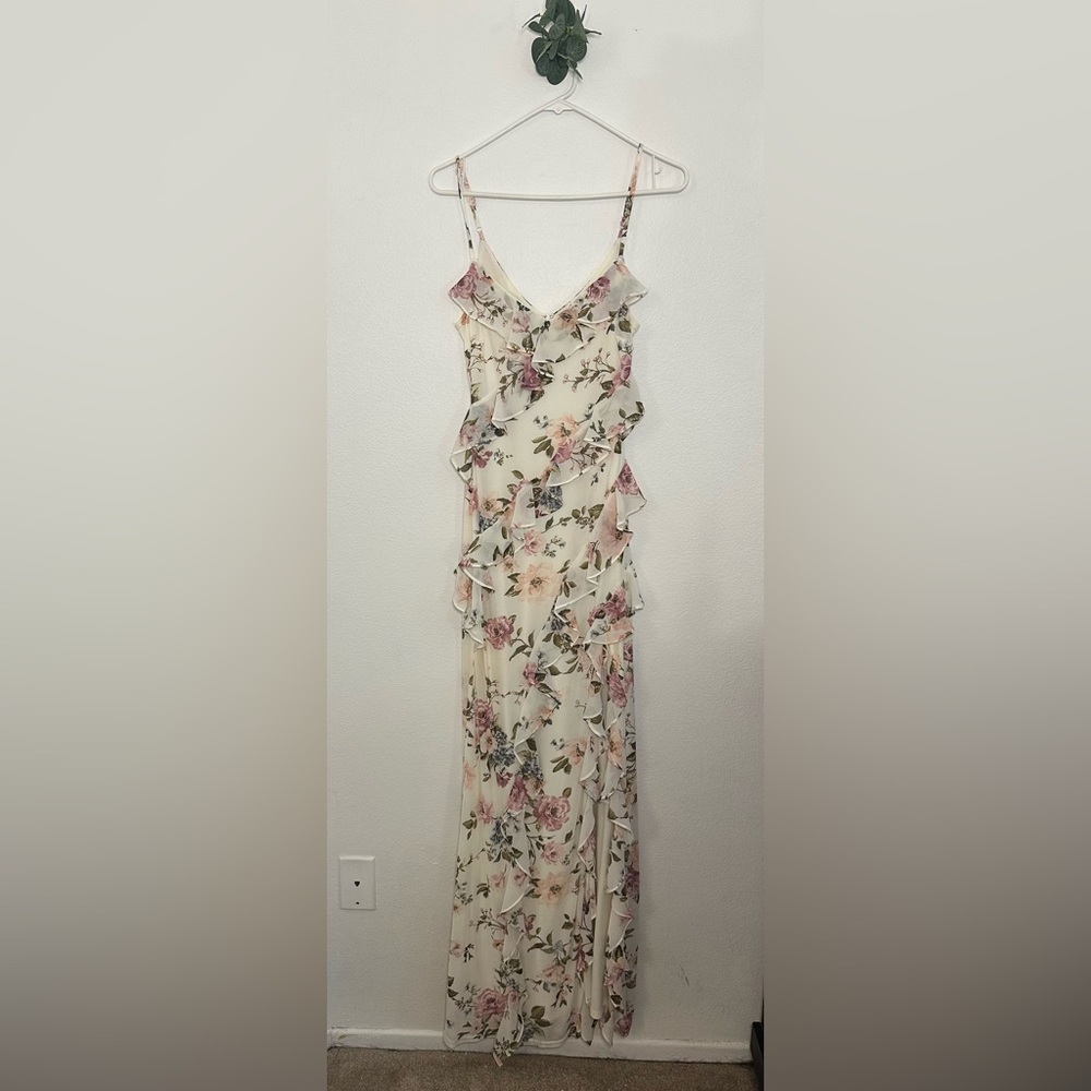 Windsor Floral Ruffle Jumpsuit - Cream and Pink